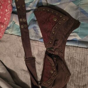 Brown and Red Lace Steampunk Shoulder Bag